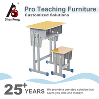 Ensemble de mobilier scolaire ergonomique en gros pour étudiants : table et chaise réglables en hauteur avec structure en acier, certifié ISO 9001