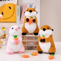 Peluche Otter Debout Moelleuse, Jouet en Peluche Doux Otter de Mer avec Décoration Carotte en Peluche pour Ornement de Bureau, Cadeau d'Anniversaire pour Enfants