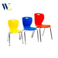 Chaise d'école au design moderne et écologique, coque en plastique monobloc durable, structure en acier, pieds cannelés pour salle de classe, maison ou bureau
