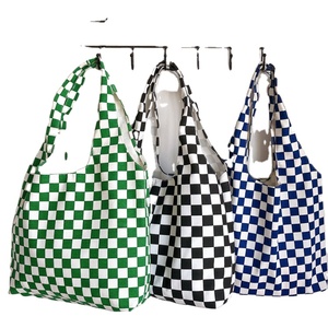 Retro Checked <b>Fabric</b> Canvas Crossbody <b>Bags</b> Fashion Women Calico Sling Shopping Shoulder <b>Bags</b> - Product Image 1