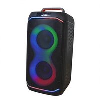 Troli Speaker Nirkabel Portabel Lampu LED RGB Radio FM Sistem Audio USB Dengan Mikrofon Bertenaga Baterai untuk Pesta Luar Ruangan