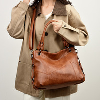 Sac fourre-tout rétro en PU 2026 pour femme, style européen, grande capacité, avec fermeture éclair, sac à bandoulière, pour le travail, le shopping et l'usage quotidien