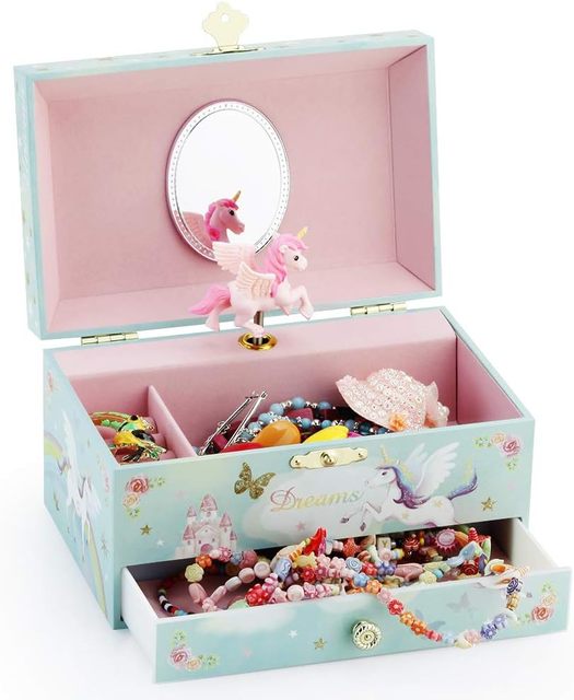 Hand Cranked Ballerina Music Box Jewelry Case Gift Packaging for Kids Girls Boys