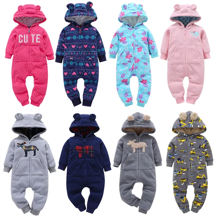 Pyjama bébé à capuche à manches longues en polaire printemps automne