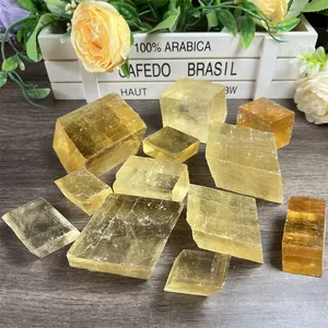 Hot Sale Feng Shui Healing Crystal Folk Arts Yellow Calcite Freeform Raw Crystals for Home Decoration