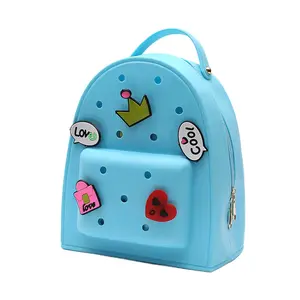 Children's mini travel back pack candy color cartoon cute kids girls bag silicon backpack with holes