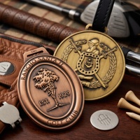 Étiquette de bagage de golf métallique tendance avec sangle réglable en cuir PU, personnalisable, écologique et durable pour souvenirs de voyage et cadeaux