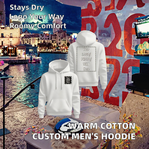 Sweat à capuche polaire pour homme, en coton pur, chaud, coupe oversize, style sportswear décontracté, couleur unie numérique, imperméable, avec logo personnalisé, collection Automne/Hiver - Product Image 2