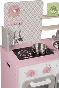 Cuisine en <span class=keywords><strong>bois</strong></span> pour enfants avec réfrigérateur, micro-ondes, effets sonores, alarme - 5 accessoires pour les enfants de 3 à 8 ans - Product Image 4