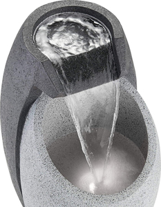 Grande fontaine cascade moderne en résine grise imperméable avec éclairage LED pour la décoration intérieure/extérieure du sol et du jardin - Product Image 4