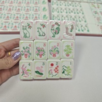 Set Permainan Mahjong Portabel Ramah Lingkungan 4 Pemain, Akrilik Tiga Lapis, Bubuk Mutiara Berkilau Gaya Amerika Terbaru, 172 Kartu