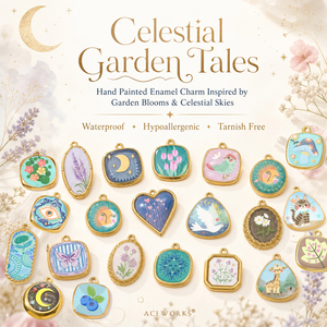 Cuentos del Jardín Celestial |   Dijes de Acero Inoxidable con Baño de Oro PVD de 18K y Esmalte Pintado a Mano |   Colgantes Impermeables y Resistentes al Deslustre - Product Image 1