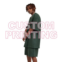 Ventes en gros d'ensembles à manches courtes pour hommes, personnalisation du logo, ensembles de shorts et t-shirts en coton surdimensionnés pour hommes