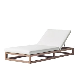 Sillón de Madera Maciza de Teca Moderno, Cama de Descanso para Exteriores, Silla de Playa con Cojines, Resistente al Agua y a los Rayos UV, Duradero para Patio o Villa - Product Image 6
