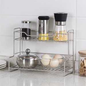Stainless Steel Standing Type Double-Layer <b>Kitchen</b> <b>Storage</b> <b>Rack</b> Waterproof Towel Holder Modern Design for Bathroom Desktop Use - Product Image 4