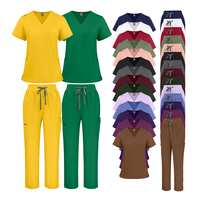 Ensembles d'uniformes médicaux pour femmes : Hauts à col en V et pantalons droits – Tenues d'infirmières pour hôpitaux et cliniques