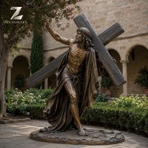 Escultura de Jesús Cargando la Cruz en Bronce Fundido a Mano, Estatua Cristiana de Tamaño Real para Iglesia, Catedral, Monasterio y Proyectos Religiosos - Product Image 6