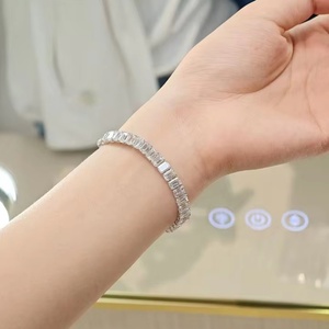 Huazhong <b>Gem</b> Fine 18K White Gold Lab Grown Diamond Tennis <b>Bracelet</b> Emerald Brilliant Cut VS HPHT <b>Bracelet</b> Women Gift Party - Product Image 2