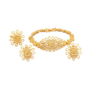 4pcs Set Luxury Women Jewelry Gift Dubai <b>24K</b> <b>Gold</b> Jewelry Set Bride Necklace <b>Bracelet</b> Earrings Ring - Product Image 6