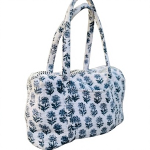 Bolsos de hombro acolchados grandes con estampado de algodón ligero para mujer, bolso de viaje de mensajero Vintage, bohemio Weekender - Product Image 1