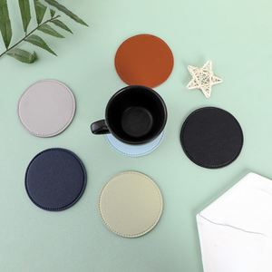 Wholesale Thick Pu Table <b>Cup</b> <b>Mat</b> Blank Leather Durable Non-Slip Waterproof 10Cm Size Coaster - Product Image 6