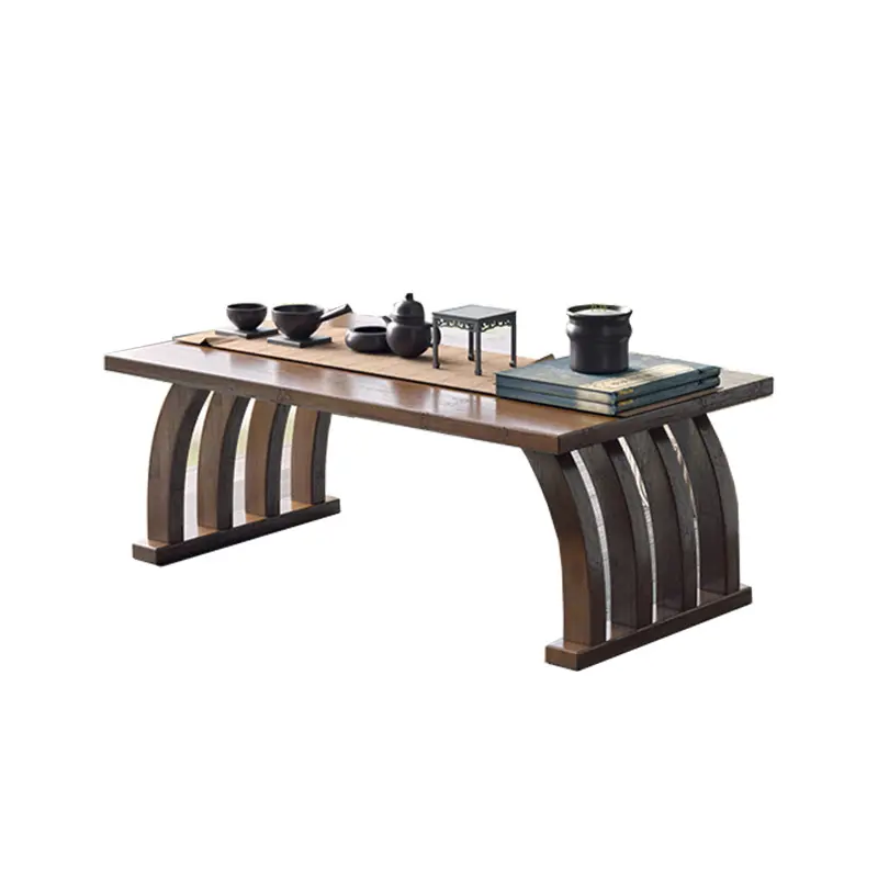 일본 호 모양의 티 테이블 다다미 테이블 대나무 베이 창 커피 테이블