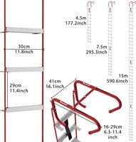 YRHome Chine Échelle de Secours Pliante en Aluminium de 15 m, Échelle d'Évacuation Incendie de Sécurité, Capacité 450 kg, pour Balcon et Escalier Domestique, 30Lx1500Hcm