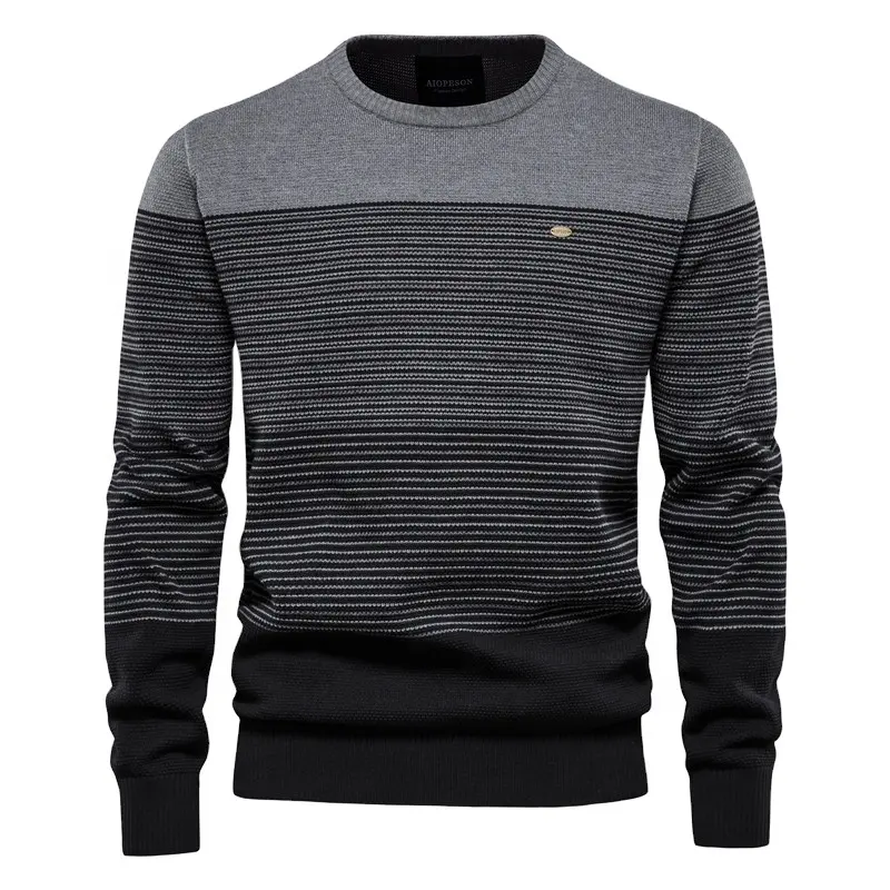 New Men FASHION hot sale gray patchwork men shrug warm sweaters crewneck pullover knitted sweater for men