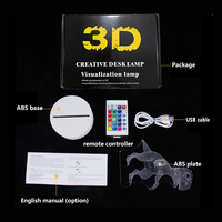 Veilleuse LED 3D Illusion Petite avec Socle Rond Tactile, Lampe Multicolore en Verre Acrylique, Figurine, Coffret Cadeau pour Bureau de Chambre d'Enfant