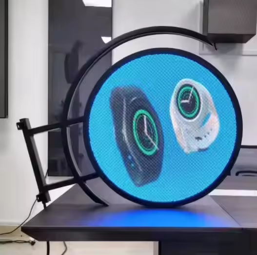 Outdoor Indoor Double Side Circle Sign Border Screen Board with LED Video Display 500mm Small Pixel LED Screen for Animations