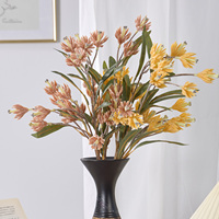 Fleurs artificielles Leucadendron Safari Sunset haute fidélité avec tige floquée pour une décoration florale de luxe à la maison