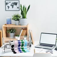 Distributeur d'autocollants en rouleau acrylique réglable 9 disques Porte-étiquettes pour la maison ou le bureau Organisateur d'étiquettes de bureau et de tiroir