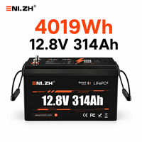 Batterie rechargeable intelligente LiFePO4 Enlzh 12,8 V 314 Ah, 4000 cycles, pack Un38.3 pour camping-car, fourgonnette et alimentation hors réseau
