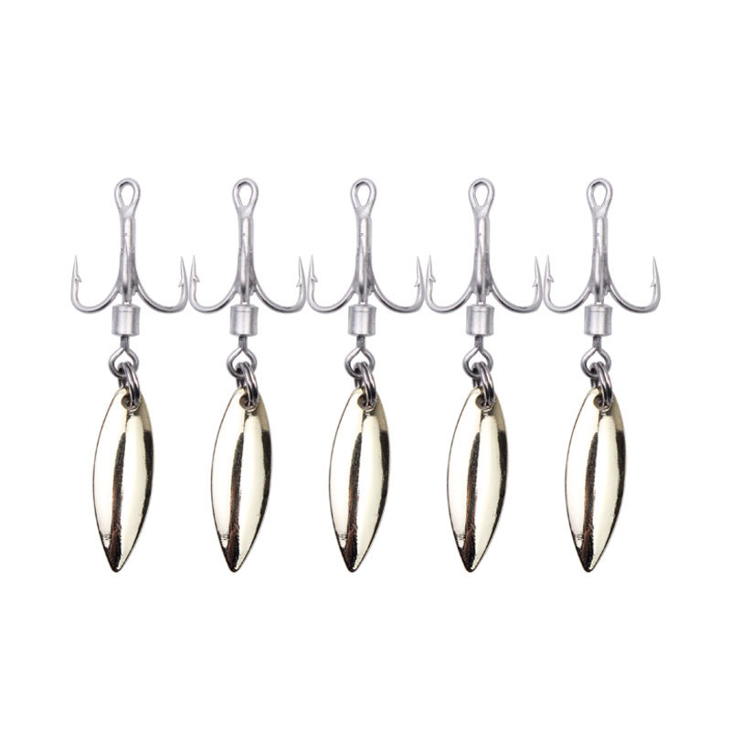 Rotating treble hook+Gold willow leaves-in bulk