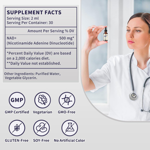 OEM Private Label Natuurlijke Smaak Hoge Potentie Anti-verouderings Liposomale <span class=keywords><strong>NAD</strong></span> Booster voor Volwassen Vrouwen 60ml Vloeibare Druppels Voedingssupplement - Product Image 5