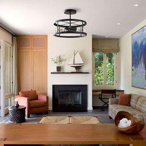 Lohas 13 ''2-ánh sáng cổ điển trang trại Trần Mặt dây chuyền Matte Đen tuôn ra núi đèn LED cho phòng khách Kim Loại Cơ Sở Lịch thi đấu - Product Image 3