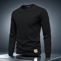 2025 Huidvriendelijk puur katoenen geribbeld effen longsleeve T-shirt casual top hoogwaardige mode heren kleding zacht