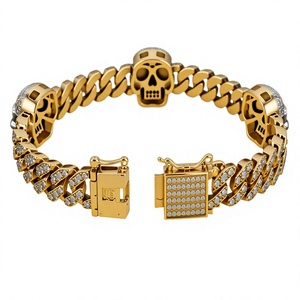 Pulseras de Eslabones Cubanos Plateadas con Incrustaciones de Perlas de Agua Dulce y Circonitas, Joyería Unisex para Fiestas, Regalo de Estilo Hip Hop - Product Image 4