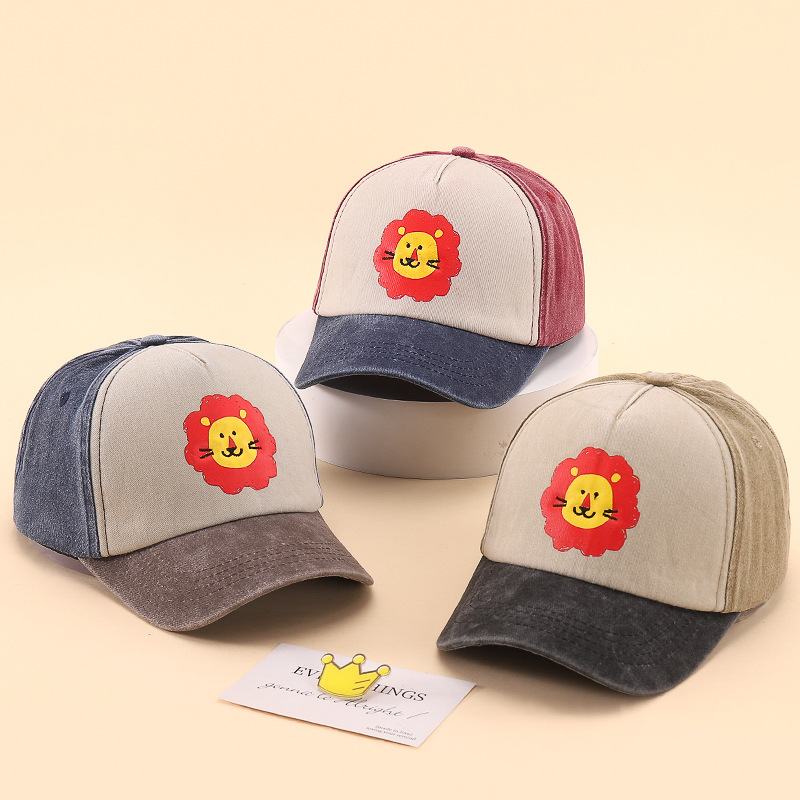 Common Fabric Print Lion Cap for Girls and Baseball Caps for Boys Spring Autumn Children's Hat for 3-8 Years Old