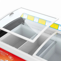 Vitrine de présentation de crèmes glacées avec porte en verre trempé, congélateurs horizontaux pour supermarchés