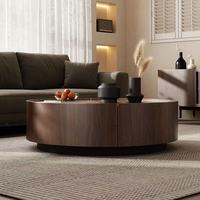 Table basse ronde en noyer haut de gamme de style mi-siècle, table basse style Wabi Sabi pour salon nordique
