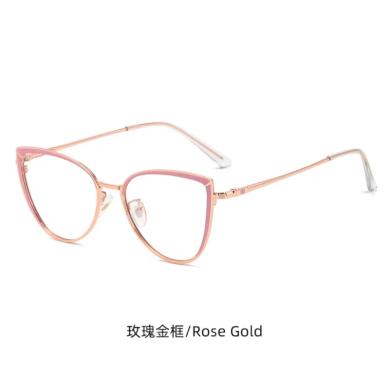 8217 computer glasses fashion Trendy cat eye Metal Frames cat eye spectacle Glasses Anti Blue Light Optical