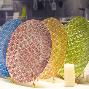 Vente <span class=keywords><strong>en</strong></span> gros élégante <span class=keywords><strong>table</strong></span> ronde <span class=keywords><strong>en</strong></span> <span class=keywords><strong>verre</strong></span> transparent <span class=keywords><strong>de</strong></span> 13 pouces, rose, vert, or, argent, assiette <span class=keywords><strong>de</strong></span> présentation <span class=keywords><strong>pour</strong></span> banquet <span class=keywords><strong>de</strong></span> <span class=keywords><strong>jardin</strong></span> <span class=keywords><strong>de</strong></span> mariage <span class=keywords><strong>en</strong></span> plein air - Product Image 1