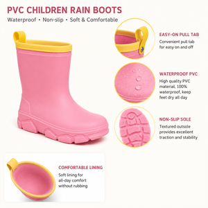 Botas de Chuva Infantis de PVC de Cano Curto Mais Vendidas, Impermeáveis, Anti-manchas e Duráveis para Uso em Praia e Lago, Preço Especial de Atacado - Product Image 3