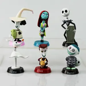 5-7CM 6pcs/set The Nightmare Before Christmas action figure car shaking head doll car ornament Jack Skellington figure