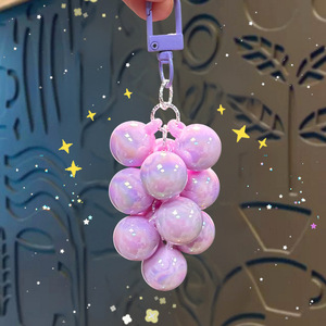Creative Acrylic 3D Crystal Grape Cluster Keychain Cute Bag Pendant Charms Key <b>Ring</b> Ornament Small Gift Backpack Decoration - Product Image 6