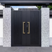 Puerta Batiente Manual de Aluminio para Patio de Apartamento, Villa, Exterior - Diseño Moderno, Entrada de Seguridad para Escuelas