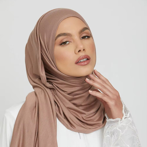 Bonne couture femmes écharpes plaine doux Modal Turban tête enveloppe Jersey Hijab écharpe coton lourd Long musulman châle 170*60cm - Product Image 3