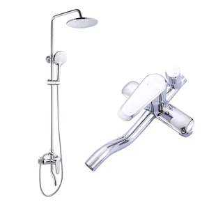 Solid Brass Chrome Bath Handheld Rain Shower Head Bathtub Faucet Muslim Shower Tap Set