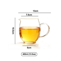 Tasse à partager en verre borosilicate de 400 ml (13,5 oz) pour thé et café, récipient à boisson avec poignée, résistant à la chaleur